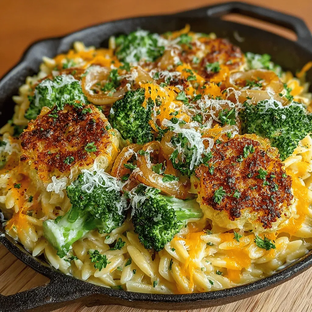 The magic of this Creamy Broccoli Cheddar Orzo Skillet lies in its simplicity and the quality of its ingredients. Each element contributes to the overall flavor profile, ensuring that every bite is as delicious as the last. Here’s what you’ll need to bring this dish to life: