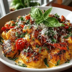 Indulge in the rich and comforting flavors of Roasted Red Pepper Gnocchi Delights, a dish that embodies the essence of Italian cuisine while offering a unique twist. This creamy gnocchi recipe is enhanced by the natural sweetness of roasted red peppers and the tangy depth of Parmesan cheese, making it an ideal choice for a cozy family dinner or an impressive meal for entertaining guests. With its simple yet flavorful ingredients and straightforward instructions, this delightful dish promises not only to satisfy your hunger but also to provide a feast for both the eyes and the palate.