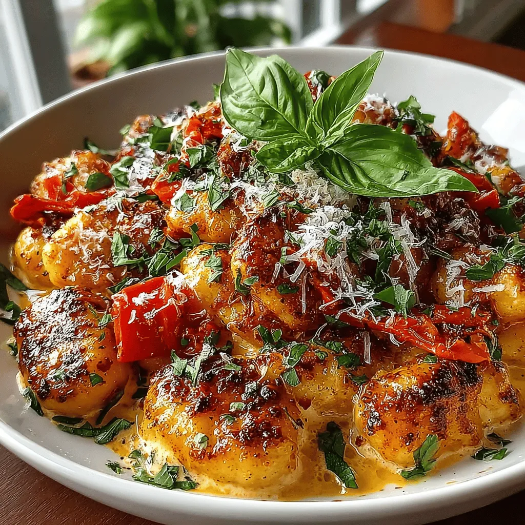 Indulge in the rich and comforting flavors of Roasted Red Pepper Gnocchi Delights, a dish that embodies the essence of Italian cuisine while offering a unique twist. This creamy gnocchi recipe is enhanced by the natural sweetness of roasted red peppers and the tangy depth of Parmesan cheese, making it an ideal choice for a cozy family dinner or an impressive meal for entertaining guests. With its simple yet flavorful ingredients and straightforward instructions, this delightful dish promises not only to satisfy your hunger but also to provide a feast for both the eyes and the palate.