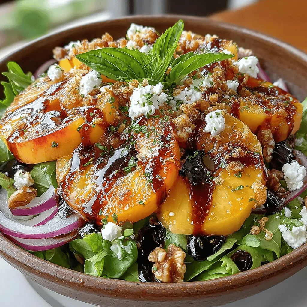 To maintain the integrity of the peaches while enhancing the presentation of your Sweet & Savory Peach & Goat Cheese Delight, it's essential to slice them correctly. Start by selecting ripe peaches that yield slightly to pressure but aren’t overly soft. A ripe peach will have a fragrant aroma and a slightly fuzzy exterior.
