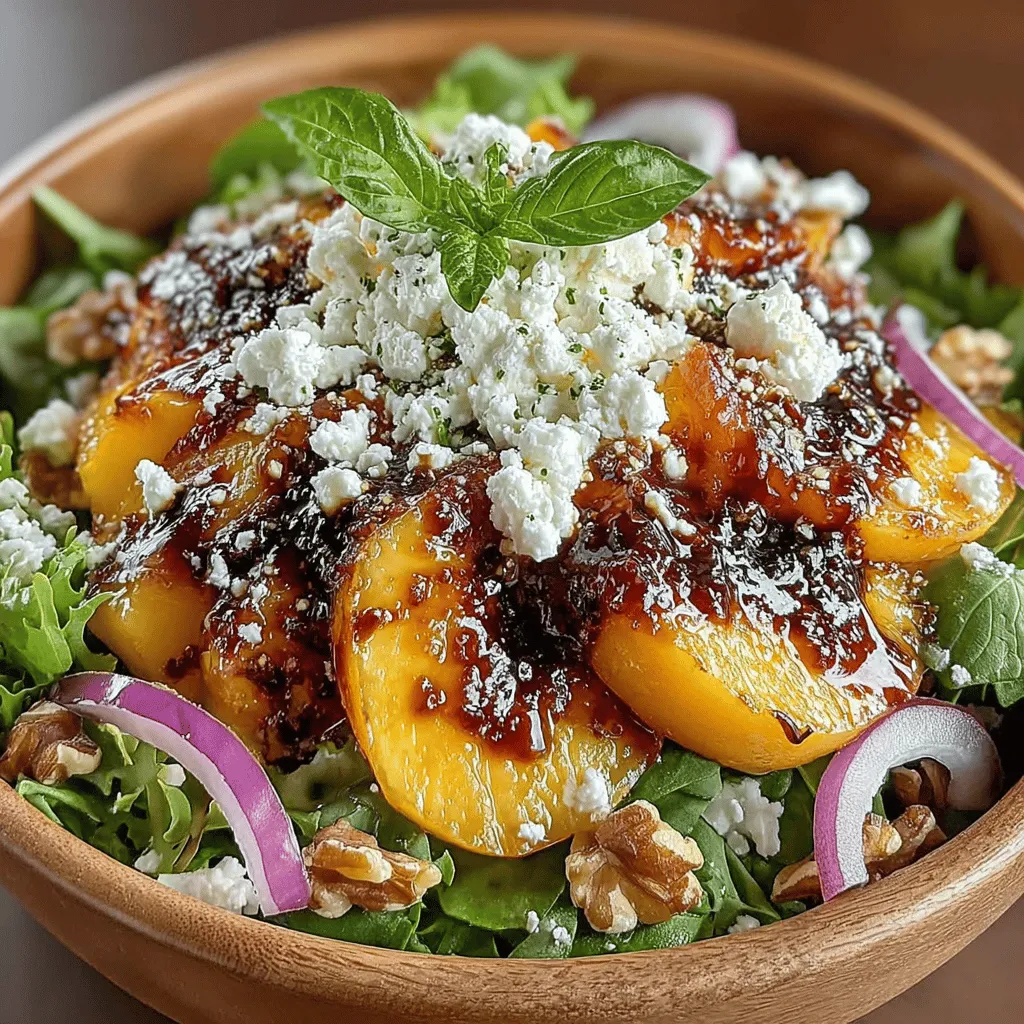 To maintain the integrity of the peaches while enhancing the presentation of your Sweet & Savory Peach & Goat Cheese Delight, it's essential to slice them correctly. Start by selecting ripe peaches that yield slightly to pressure but aren’t overly soft. A ripe peach will have a fragrant aroma and a slightly fuzzy exterior.
