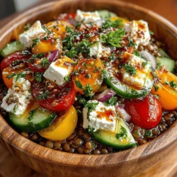 In today’s fast-paced world, finding a nutritious and refreshing meal can often feel like a daunting task, especially during the sweltering summer months. As temperatures rise, so does the desire for light, invigorating dishes that don’t compromise on flavor or nutritional value. Enter the Chilled Mediterranean Lentil & Feta Bowl—an exquisite dish that harmoniously combines the wholesome goodness of lentils with vibrant, fresh vegetables and the creamy richness of feta cheese. This recipe is not just a feast for the palate; it’s also a celebration of health, making it the perfect choice for hot summer days or a light lunch option.