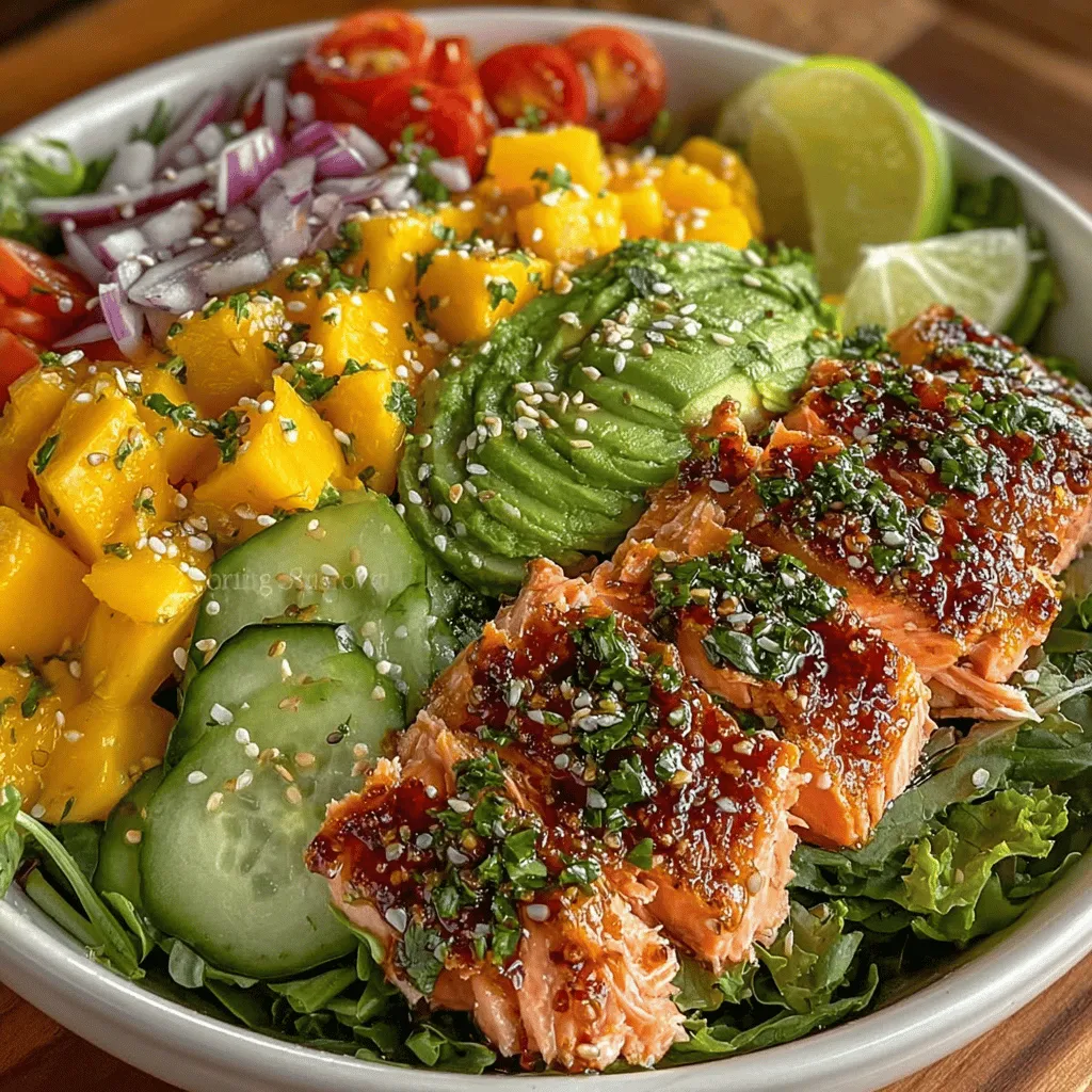 In the world of culinary creations, few dishes can evoke the vibrant colors and flavors of the tropics quite like the Tropical Bliss Mango & Salmon Salad Bowl. This recipe marries the rich, buttery flavor of salmon with the sweet, juicy notes of ripe mango, creating a delightful balance that is as pleasing to the palate as it is to the eyes. Ideal for warm summer days or any time you crave a light yet satisfying meal, this salad bowl brings together the best of fresh ingredients, making it not just a dish but a celebration of health and flavor.