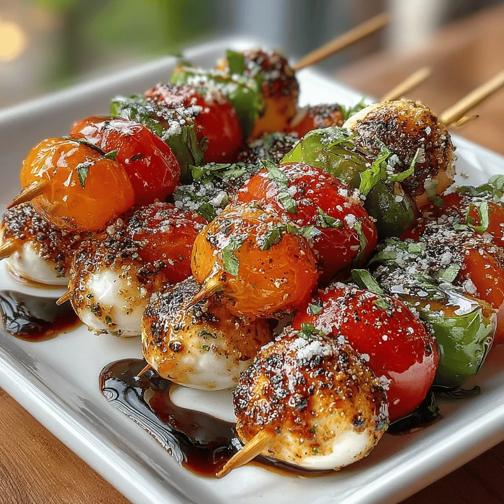 The Caprese Delight Skewers are a harmonious blend of fresh ingredients, each playing a crucial role in creating a vibrant and flavorful appetizer. The star of this dish is the ripe tomatoes, which provide a burst of juiciness and natural sweetness. Paired with creamy mozzarella, they create a delightful contrast in texture. The mozzarella not only adds richness but also balances the acidity of the tomatoes, making every bite a refreshing experience.