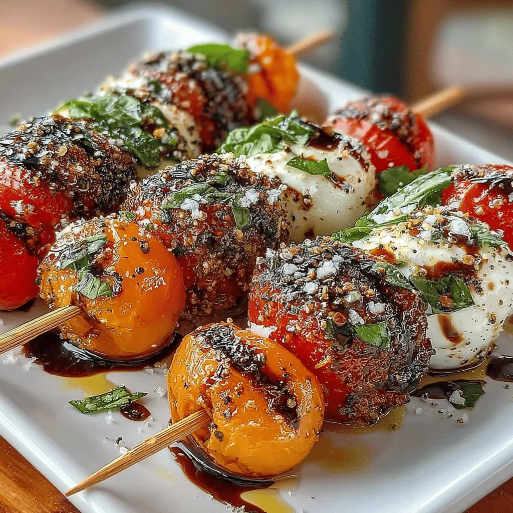 The Caprese Delight Skewers are a harmonious blend of fresh ingredients, each playing a crucial role in creating a vibrant and flavorful appetizer. The star of this dish is the ripe tomatoes, which provide a burst of juiciness and natural sweetness. Paired with creamy mozzarella, they create a delightful contrast in texture. The mozzarella not only adds richness but also balances the acidity of the tomatoes, making every bite a refreshing experience.