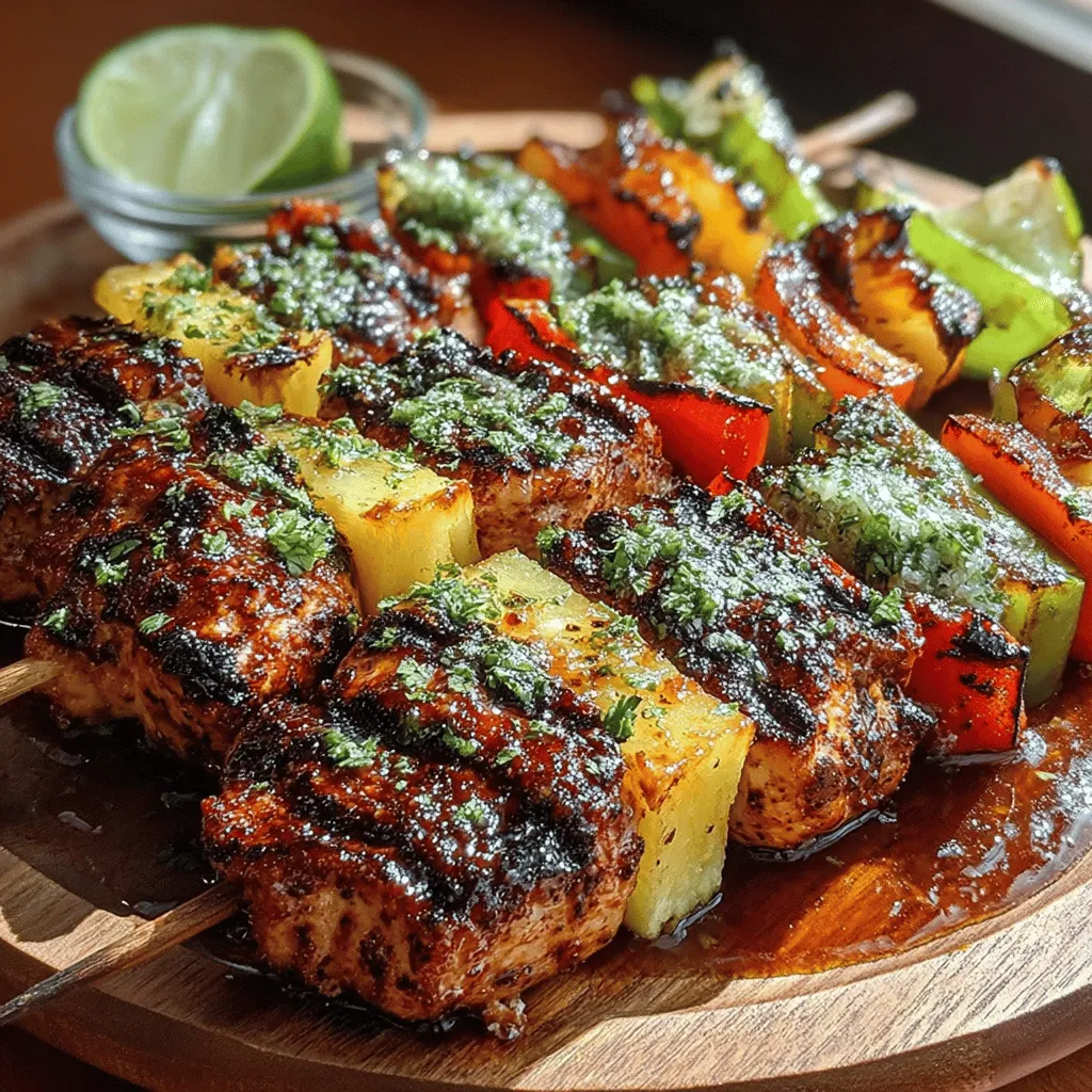 Creating your Tropical Bliss Grilled Chicken Pineapple Kabobs is a fun and rewarding process. Start by gathering your prepared ingredients: marinated chicken pieces, colorful bell peppers, red onions, and fresh pineapple chunks.