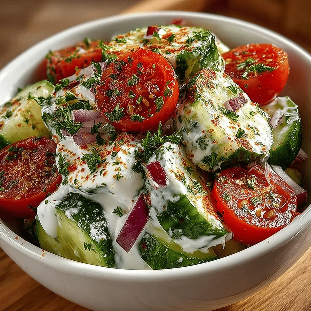 As the temperature rises and summer days stretch long into the evening, the allure of light, refreshing meals becomes undeniable. Among the myriad options available, the Refreshing Creamy Cucumber & Tomato Salad stands out as a vibrant, nutritious, and satisfying choice. This delightful dish is not only a feast for the eyes but also a medley of flavors, seamlessly combining the crispness of fresh cucumbers with the juicy sweetness of cherry tomatoes. Enveloped in a creamy dressing that elevates the raw ingredients, this salad is perfect for a variety of occasions. Whether you’re seeking a side dish for a summer barbecue, a light and healthy lunch, or a refreshing snack, this salad promises to impress and satisfy.