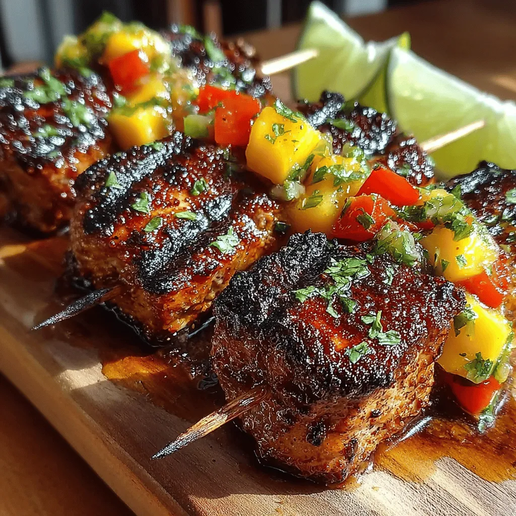 Tropical Turkey Skewers with Mango Salsa is a delightful dish that embodies the vibrant flavors of summer. This recipe perfectly captures the essence of outdoor dining, making it an ideal choice for barbecues, family gatherings, or a light dinner on a warm evening. The combination of juicy turkey breast and sweet, ripe mango creates a harmonious blend of tastes that is both refreshing and satisfying. Not only does this dish celebrate the bright flavors of tropical ingredients, but it also offers a healthy alternative to traditional skewered meats, appealing to health-conscious diners who refuse to compromise on flavor.