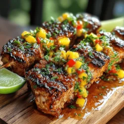 Tropical Turkey Skewers with Mango Salsa is a delightful dish that embodies the vibrant flavors of summer. This recipe perfectly captures the essence of outdoor dining, making it an ideal choice for barbecues, family gatherings, or a light dinner on a warm evening. The combination of juicy turkey breast and sweet, ripe mango creates a harmonious blend of tastes that is both refreshing and satisfying. Not only does this dish celebrate the bright flavors of tropical ingredients, but it also offers a healthy alternative to traditional skewered meats, appealing to health-conscious diners who refuse to compromise on flavor.