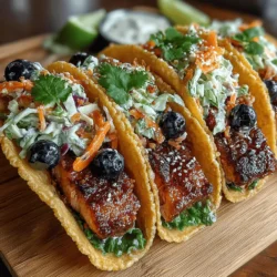 Tuna tacos with blueberry slaw offer a delightful fusion of flavors and textures, bringing a fresh twist to traditional taco recipes. This innovative dish not only showcases the rich taste of sushi-grade tuna but also incorporates the vibrant sweetness of blueberries, resulting in a unique and satisfying meal. Perfect for summer gatherings or a quick weeknight dinner, these tacos are healthy, easy to prepare, and visually appealing. In this article, we’ll explore the ingredients, preparation steps, and the wonderful health benefits of this innovative dish.