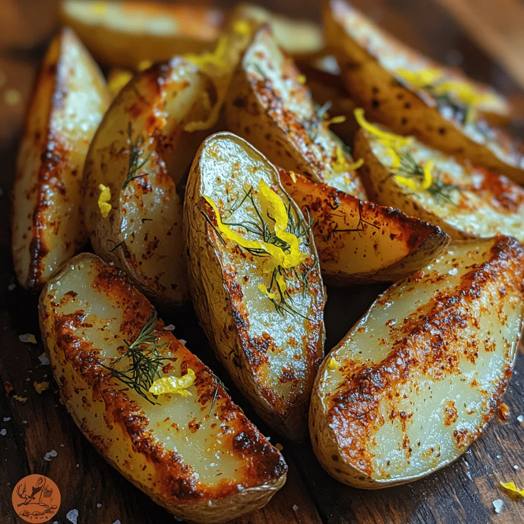 <strong>Introduction</strong>” /></p>
</p>
<h2>Preheating the Oven</h2>
</p>
<p>Preheating your oven is a crucial first step when preparing your Zesty Crunch: Crispy Lemon Dill Potato Wedges. Setting the right temperature not only ensures that the potatoes cook evenly but also promotes that all-important crispiness that we all crave in a perfect wedge. For this recipe, preheat your oven to 425°F (220°C). This high temperature allows the edges of the potato wedges to become golden brown and crunchy while keeping the insides soft and fluffy. An adequately preheated oven also helps in achieving a delightful texture that is essential for the crispy experience you’re aiming for.</p>
</p>
<h2>Preparing the Potatoes</h2>
</p>
<p>The foundation of any great potato wedge lies in the preparation. Start by selecting the right potatoes; russet potatoes are an excellent choice for their starchy quality, which contributes to a fluffy interior. Wash the potatoes thoroughly to remove any dirt, then dry them with a clean towel.</p>
</p>
<p>When it comes to cutting, uniformity is key. Cut the potatoes into wedges that are roughly the same size—about 1-inch thick. This ensures that they cook evenly. A good technique is to cut the potato in half lengthwise, then slice each half into wedges. If you prefer a more rustic look, feel free to leave the skins on, as they add extra flavor and texture. After cutting, soak the wedges in cold water for about 30 minutes. This step removes excess starch and helps in achieving that desired crunch.</p>
</p>
<h2>Making the Coating</h2>
</p>
<p>The magic of flavor in your potato wedges comes from the marination process. In a mixing bowl, combine olive oil, freshly squeezed lemon juice, lemon zest, dried dill, garlic powder, paprika, salt, and pepper. The olive oil acts as a binding agent for the spices while also helping to crisp the exterior. The lemon juice and zest provide a bright, zesty flavor, while the dill adds an earthy freshness.</p>
</p>
<p>Once your marinade is well mixed, toss the potato wedges in the bowl until they are completely coated. This process not only infuses the wedges with flavor but also ensures an even distribution of spices. Allow the potatoes to marinate for at least 15-20 minutes. If you have time, letting them sit for longer (even up to an hour) will further enhance the flavor profile.</p>
</p>
<h2>Arranging on the Baking Sheet</h2>
</p>
<p>Proper arrangement of your potato wedges on the baking sheet is crucial for maximum crispiness. First, line your baking sheet with parchment paper to prevent sticking and make cleanup easier. Spread the marinated potato wedges in a single layer, ensuring they are not overcrowded. Overcrowding leads to steaming rather than crisping, which can leave you with soggy wedges.</p>
</p>
<p>For an extra crispy finish, consider using a wire rack placed on the baking sheet. This elevates the wedges and allows air to circulate around them, promoting an even bake. If you don’t have a wire rack, just make sure to leave enough space between each wedge.</p>
</p>
<h2>Baking Process</h2>
</p>
<p>Once your potatoes are arranged, it’s time to bake. Place the baking sheet in the preheated oven and set a timer for 20 minutes. After 20 minutes, take the sheet out and use a spatula to flip the wedges. Flipping them halfway through the cooking time ensures they cook evenly on all sides and allows for that lovely golden color to develop uniformly.</p>
</p>
<p>Return the wedges to the oven for an additional 15-20 minutes, or until they are crisp and golden brown. Keep an eye on them during the last few minutes to prevent burning. Once they’re done, a quick check for doneness—by piercing with a fork—will confirm they are tender inside.</p>
</p>
<h3>Flavor Profile: The Zesty Crunch Experience</h3>
</p>
<p>The Zesty Crunch: Crispy Lemon Dill Potato Wedges are not just about texture; they offer a delightful explosion of flavors that make them irresistible. The zing of fresh lemon pairs beautifully with the earthiness of dill, creating a harmonious balance that brightens each bite. The garlic powder adds depth, while the paprika contributes a subtle warmth that elevates the entire dish.</p>
</p>
<p>When all these flavors come together, they create a memorable experience that is both comforting and refreshing. These potato wedges are perfect for any occasion, be it a casual family dinner or a festive gathering with friends. The blend of zesty lemon, aromatic dill, and warm spices makes them a standout side dish that complements a variety of main courses.</p>
</p>
<h2>Serving Suggestions and Pairings</h2>
</p>
<p>To truly enjoy your Zesty Crunch: Crispy Lemon Dill Potato Wedges, consider pairing them with delicious dipping sauces that enhance their flavor. A yogurt-based dip, such as tzatziki, is a fantastic choice, adding creaminess and a refreshing element that contrasts the crispy texture. Alternatively, a spicy aioli or a tangy sriracha sauce can introduce a kick that balances the zesty potatoes.</p>
</p>
<p>In terms of main dishes, these potato wedges pair wonderfully with grilled meats, such as lemon herb chicken or salmon. Their vibrant flavors also complement vegetarian options like grilled vegetable skewers or a fresh green salad.</p>
</p>
<p>If you find yourself with leftovers, don’t fret! These potato wedges can easily be repurposed. Consider chopping them up and adding them to a breakfast scramble with eggs and fresh herbs, or toss them into a salad for added crunch and texture. The possibilities are endless when it comes to using up this delicious dish.</p>
</p>
<h2>Conclusion</h2>
</p>
<p>Making Zesty Crunch: Crispy Lemon Dill Potato Wedges at home is a rewarding culinary experience that brings a burst of flavor to your dining table. Not only do they offer an enticing combination of crispy texture and zesty flavor, but they also create an opportunity for creativity in the kitchen.</p>
</p>
<p>As you experiment with this recipe, don’t hesitate to make it your own—try adding different spices or herbs that you love, or adjust the lemon and dill flavors to suit your palate. Cooking is all about personal expression, and these potato wedges are a canvas for your culinary creativity.</p>
</p>
<p>Finally, there’s something truly special about sharing homemade dishes with family and friends. The joy of gathering around the table, enjoying delicious food, and creating lasting memories is what cooking is all about. So go ahead, whip up a batch of these Zesty Crunch: Crispy Lemon Dill Potato Wedges, and relish in the delight they bring!</p>
</div>
