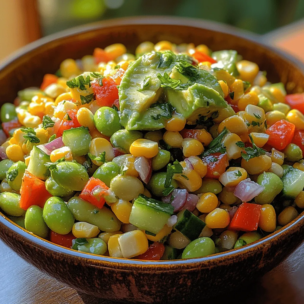 As the sun shines brighter and the days grow longer, there's no better way to celebrate the season than with a refreshing and vibrant salad. The Sunny Bliss Sweet Corn & Edamame Salad is a delightful dish that encapsulates the essence of summer. This colorful salad not only dazzles the eyes but also tickles the taste buds with its medley of flavors and textures. Perfect for picnics, barbecues, or simply as a light lunch, this salad is a crowd-pleaser that brings a bright burst of sunshine to any table.