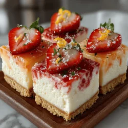 Creating a visually appealing marbled effect in your strawberry lemonade bars adds an artistic touch to this delightful dessert. To achieve this, start by preparing the strawberry layer and the lemonade layer separately.
