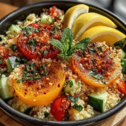 Zesty Quinoa Tabbouleh is a vibrant and refreshing twist on the traditional Middle Eastern salad that has captivated taste buds around the globe. While classic tabbouleh is typically made with bulgur wheat, this version substitutes quinoa, a gluten-free superfood that enhances both the texture and nutritional profile of the dish. With its bright flavors and nutrient-rich ingredients, Zesty Quinoa Tabbouleh is perfect for warm weather, making it an ideal choice for picnics, barbecues, or simply as a light lunch or dinner side.