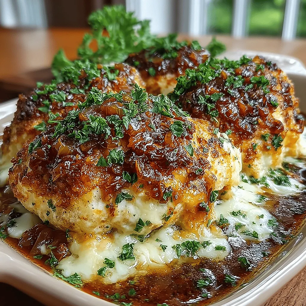 When it comes to comfort food, few dishes can rival the rich, hearty flavor of French onion chicken. This Savory Baked French Onion Chicken with Melty Swiss Cheese is a delightful fusion of classic French onion soup and tender, juicy chicken breasts. The dish boasts a harmonious blend of savory chicken, sweet caramelized onions, and ooey-gooey Swiss cheese, creating a satisfying meal that is sure to please a crowd. Whether you're looking for a quick weeknight dinner or an impressive dish for a special occasion, this recipe delivers on both taste and presentation.