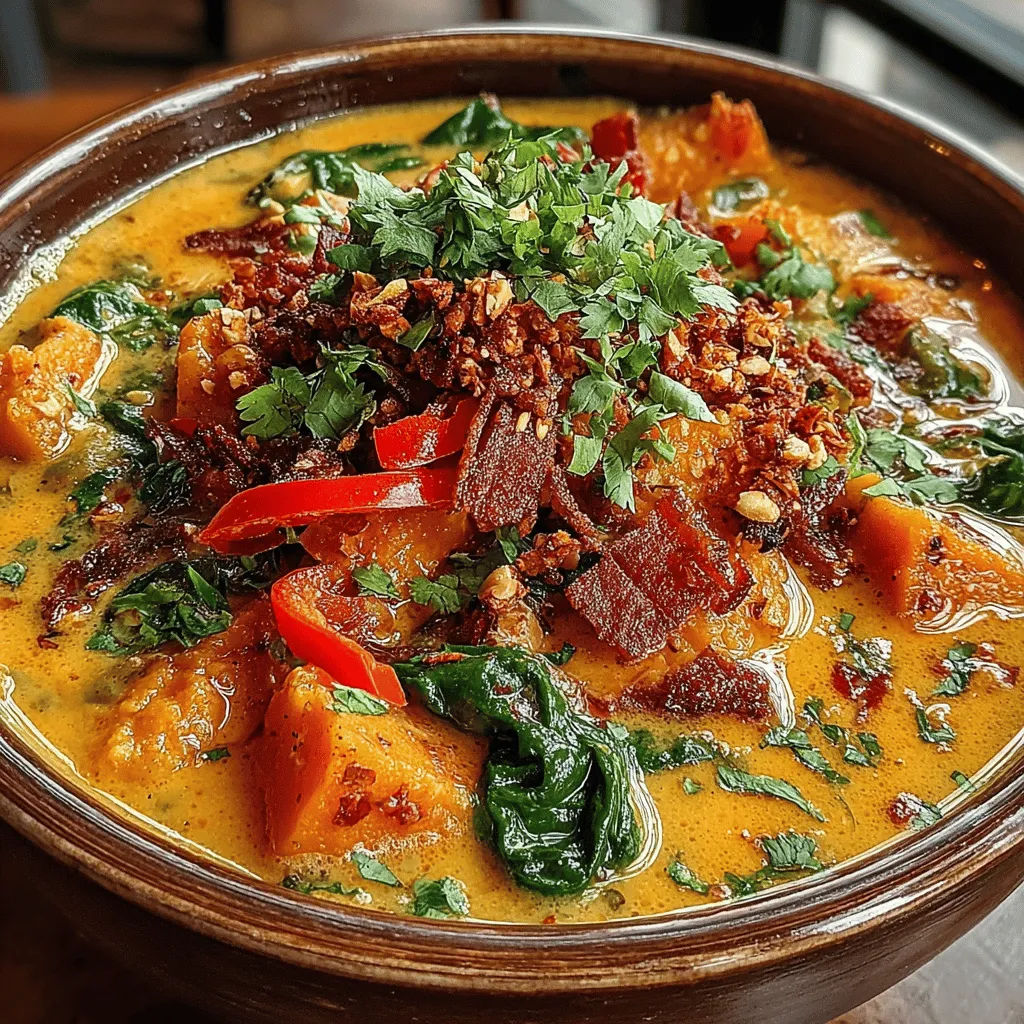 Red curry paste is the heart and soul of the Fiery Sweet Potato & Peanut Bliss recipe. This vibrant paste, often made from a blend of red chilies, garlic, lemongrass, and spices, is essential in crafting the dish's unique flavor profile. Its bold, fragrant notes infuse the sweet potatoes and other ingredients with a complex taste that is both spicy and aromatic. The heat from the chilies balances beautifully with the natural sweetness of the potatoes, creating a delightful harmony in every bite.